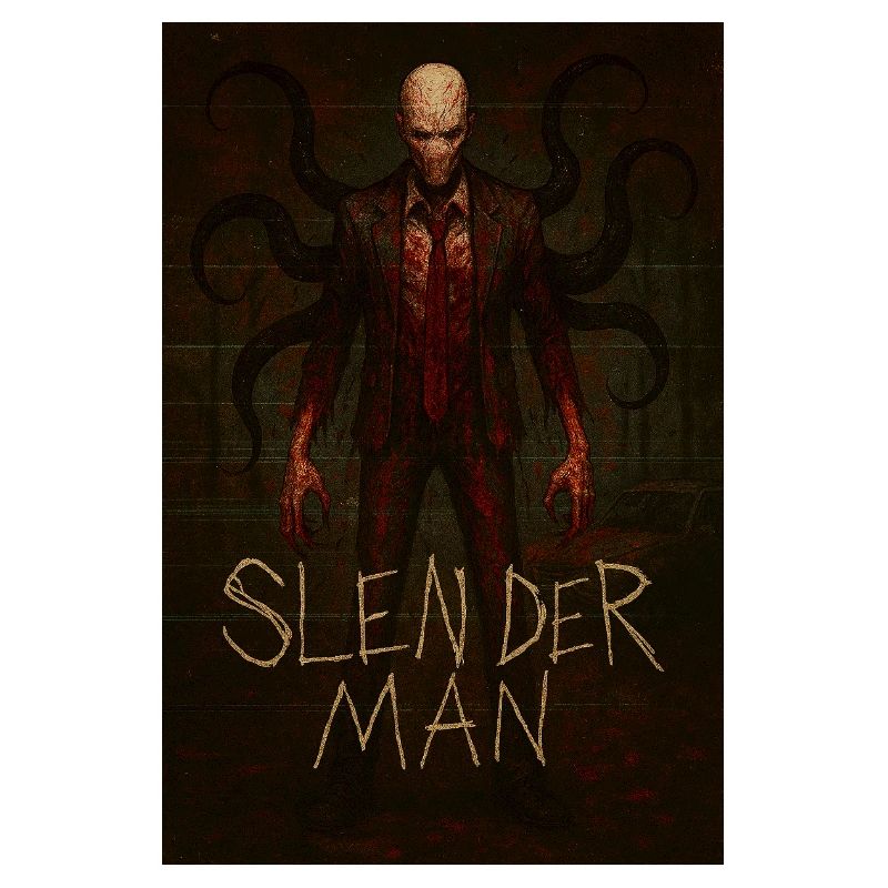 Slender Man Forest Horror Glitch Poster Tee Design