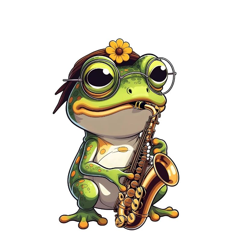 Jazzfrosch mit Saxophon