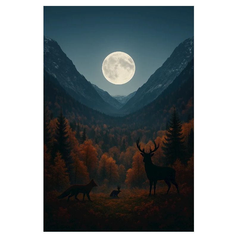 Lunar light on forest valley