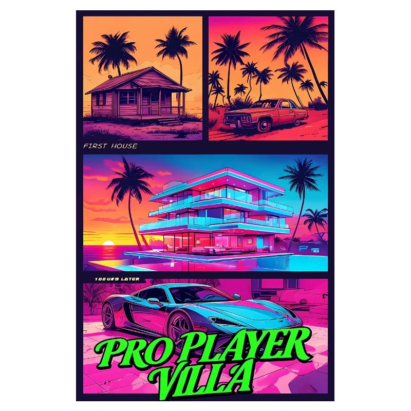 PRO PLAYER VILLA - Art de jeu Neon Synthwave
