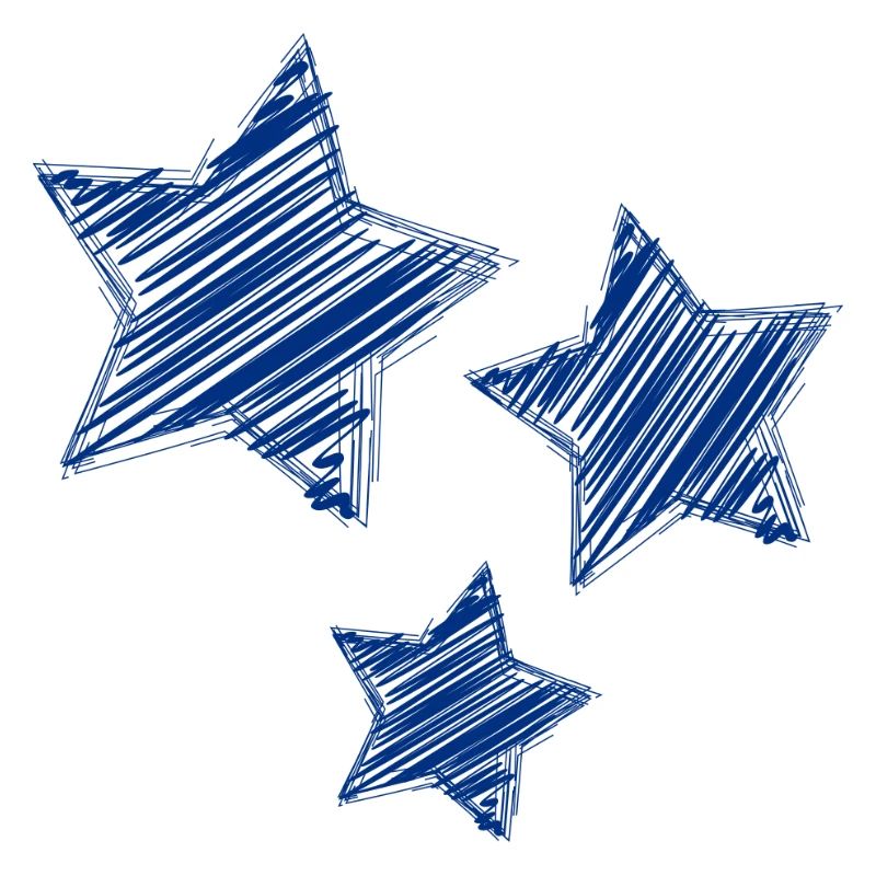 Mit blauem Stift skizzierte Sterne