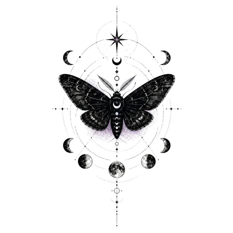 Moonlit Moth in Celestial Ring