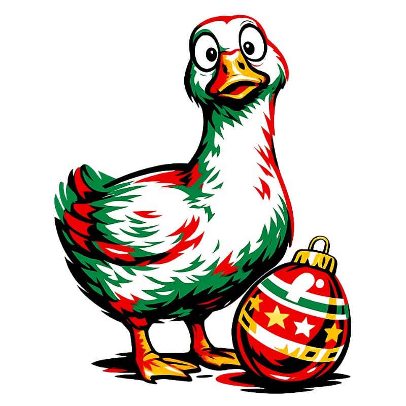 Gans mit Weihnachtskugel - Ei . 1 . KI generiert