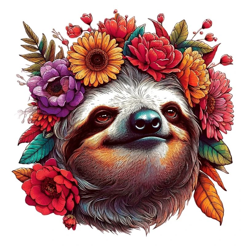 Faultier mit Blumen