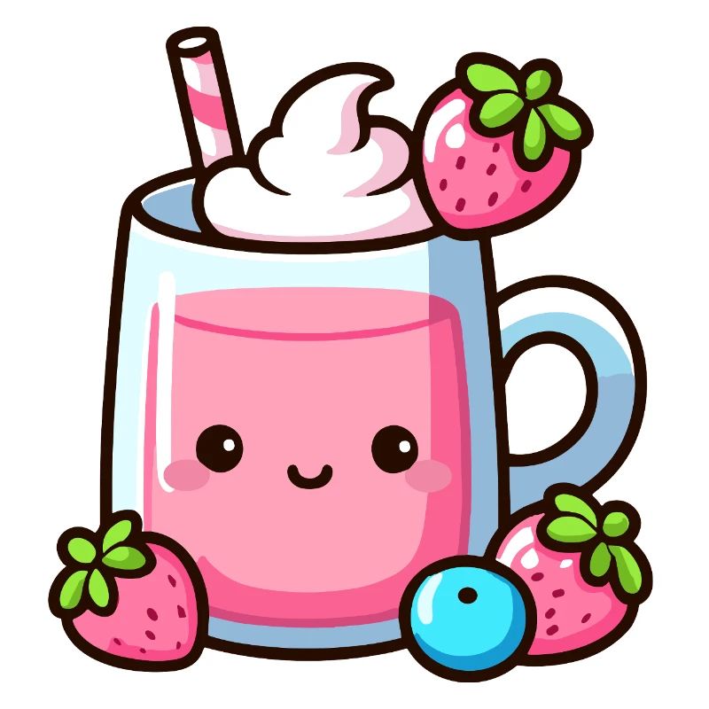 Kawaii Erdbeermilch Becher Design