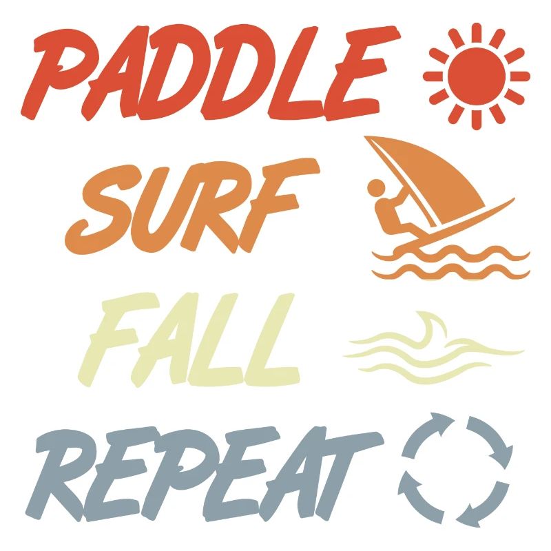paddling, surfing, falling, repeating
