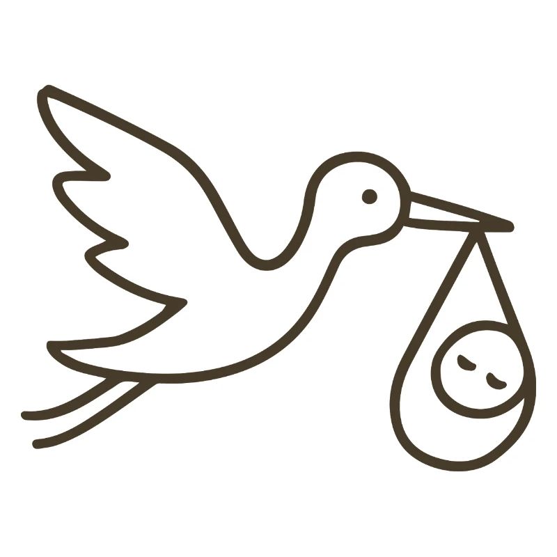 Stork with Baby Child - Minimal Baby Arrival