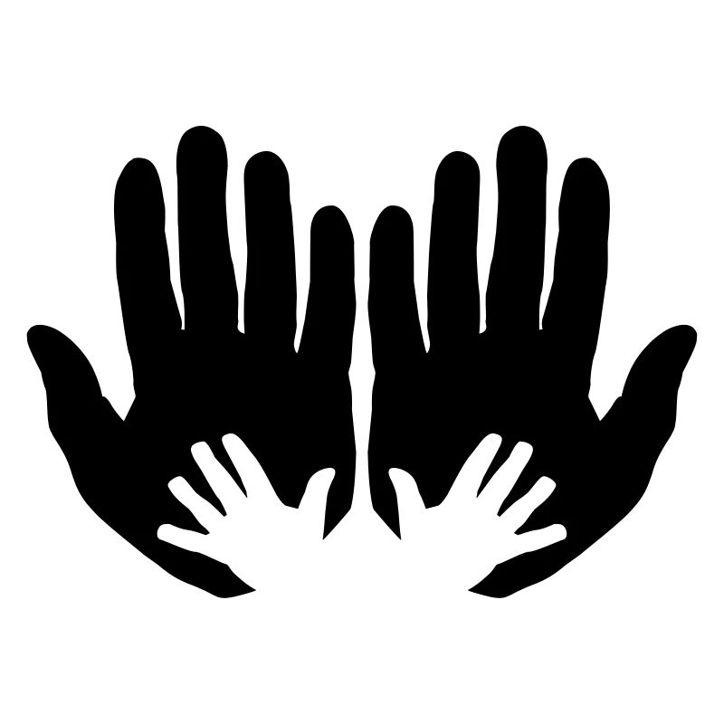 Open parents hands with children's hands