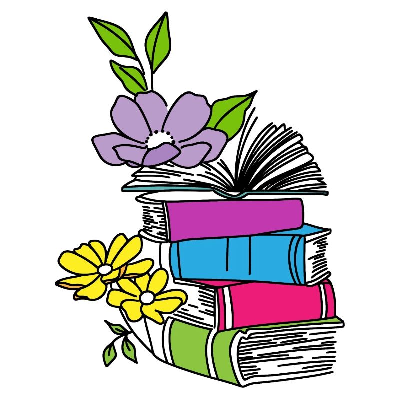 Bücher mit Blumen