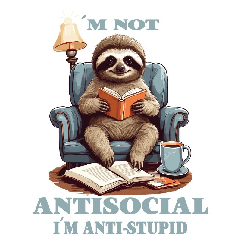 Clever sloth with book