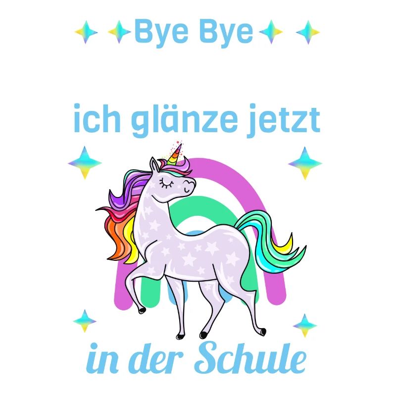 Bye Bye Kindergarten Glitzer Einhorn Einschulung