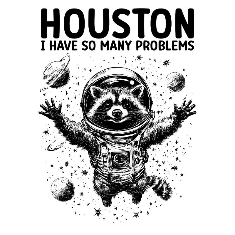 Houston I Have So Many Problems Raccoon Astronaut