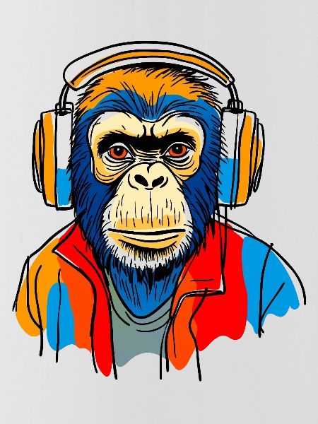 Monkey with headphones