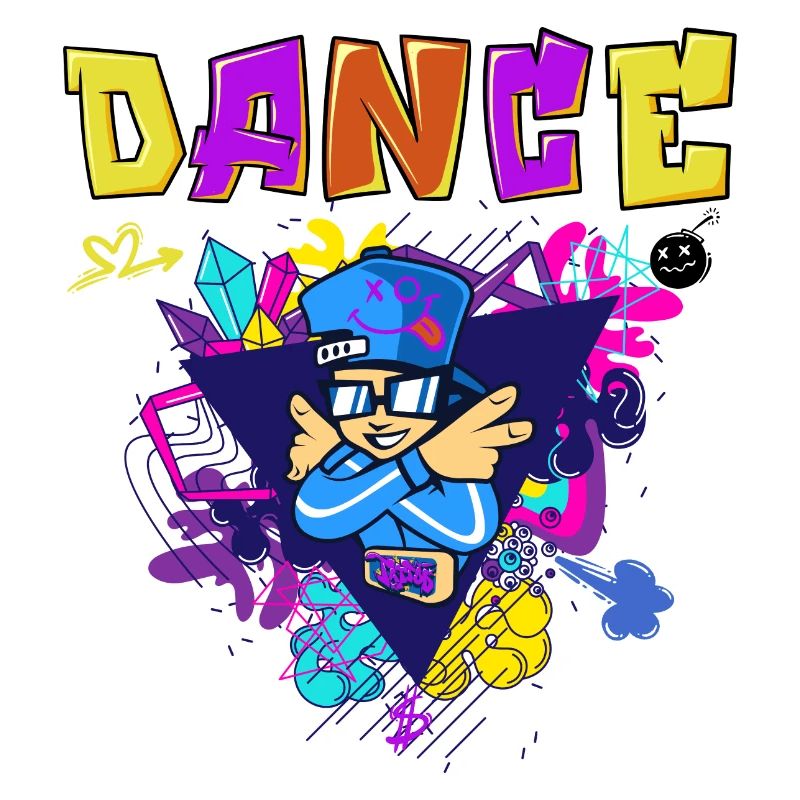 Design imprimé vibrant de style breakdance
