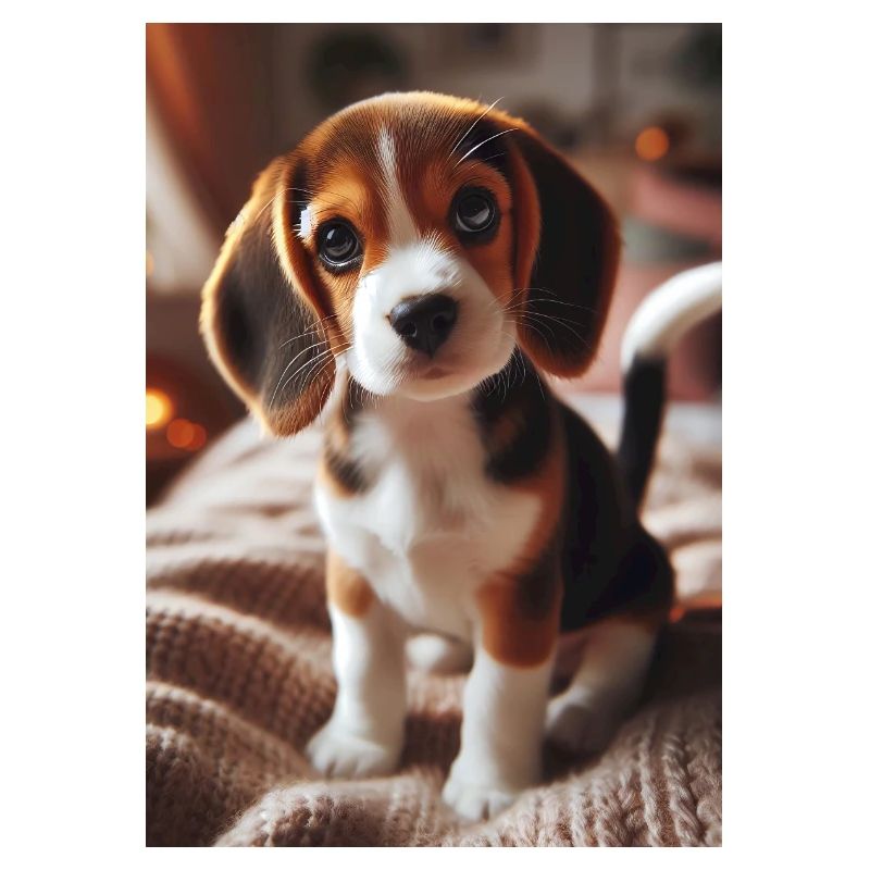 Adorable chiot Beagle sur une couverture douillette