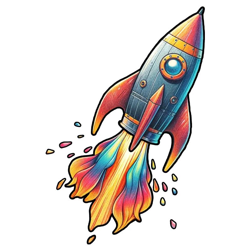 Color Rocket with Fire Colors