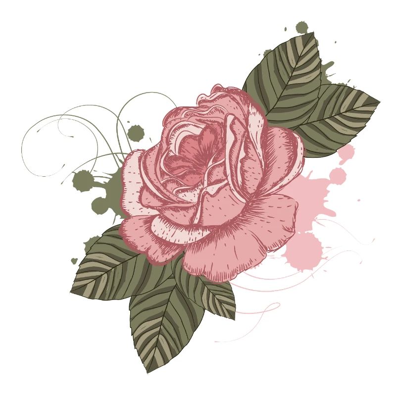 Nostalgische Vintage-Rose mit Graffiti-Elementen