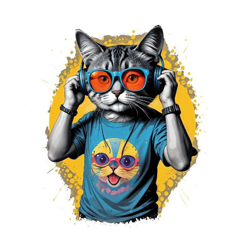 Neon Cat DJ Vibe Tee