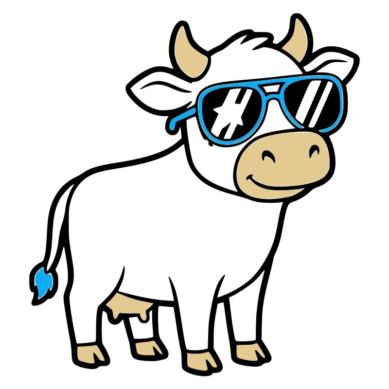 Cool Cow Sunglasses Casual Vector