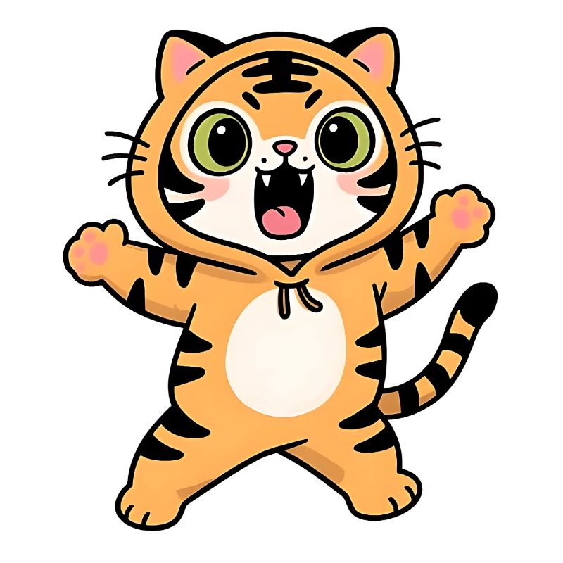 Roaring Tiger Kawaii Kinder Kapuzenpullover
