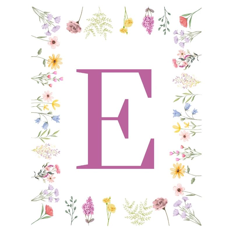 Monogramme E avec des fleurs de printemps