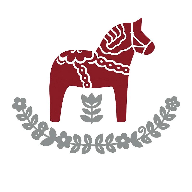 Dala Pferd mit Blumenbogen – Nordic Folk Design