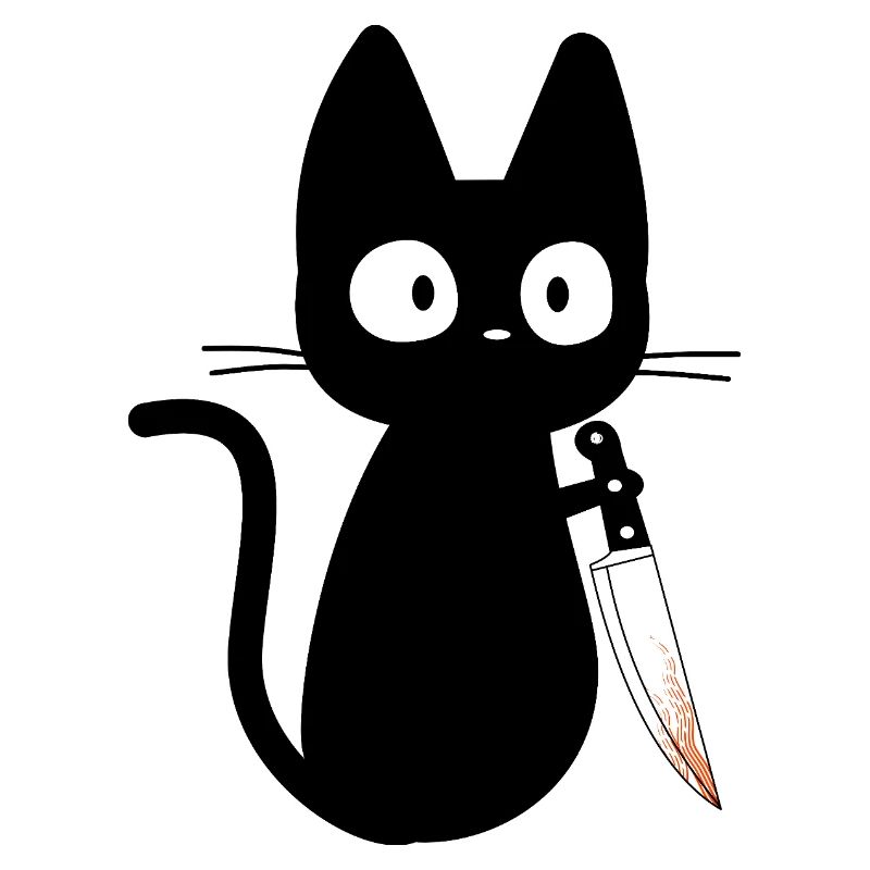 Katze mit Messer Humor Geschenkidee