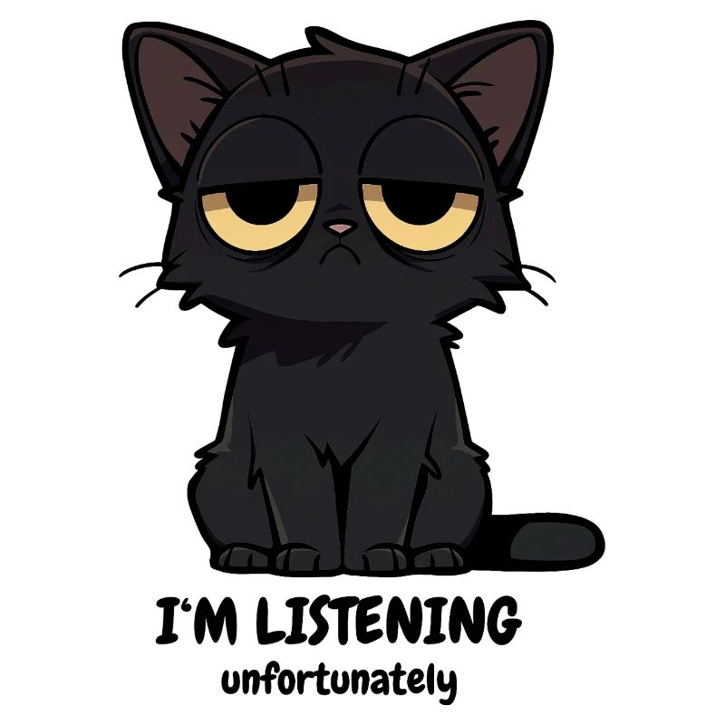 Grumpy Black Cat | Zero Buck Cats Motif