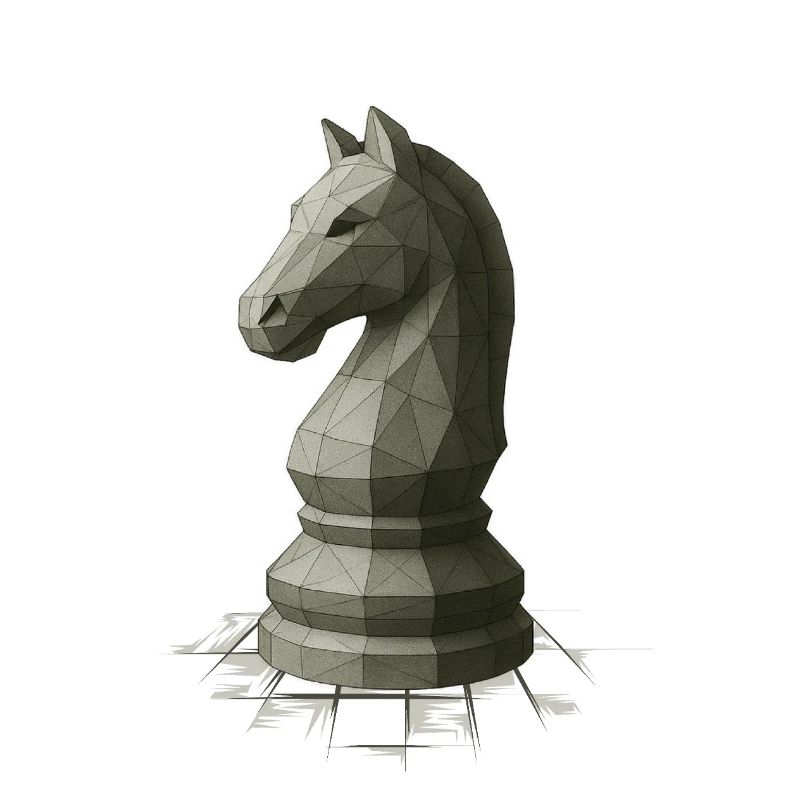 Low Poly Schach Springer Design