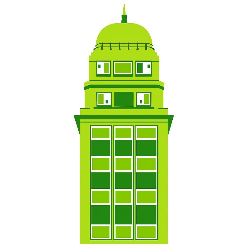Retro Green Tower Clock