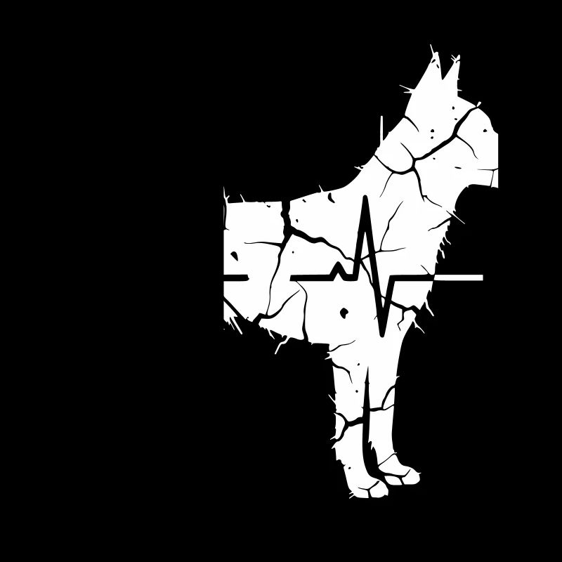German Shepherd Heartbeat Mosaic Cracked Vector
