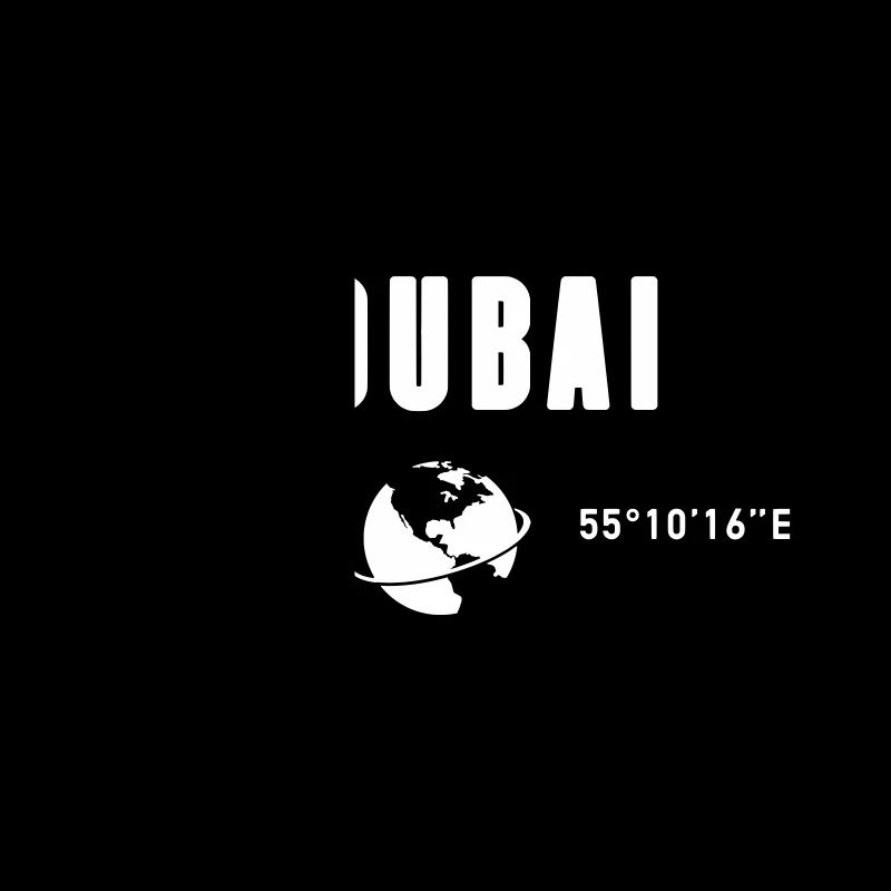 Dubai UAE Coordinates Planet Earth White