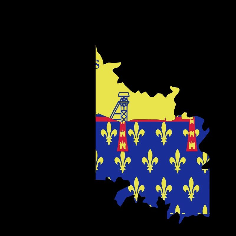 Stilisierte Karte des Pas-de-Calais mit seinen Symbolen