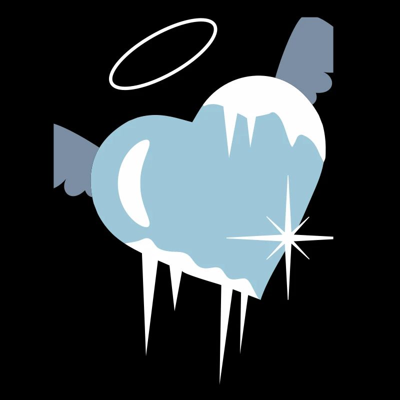 Cold heart with a halo, wings and icicles