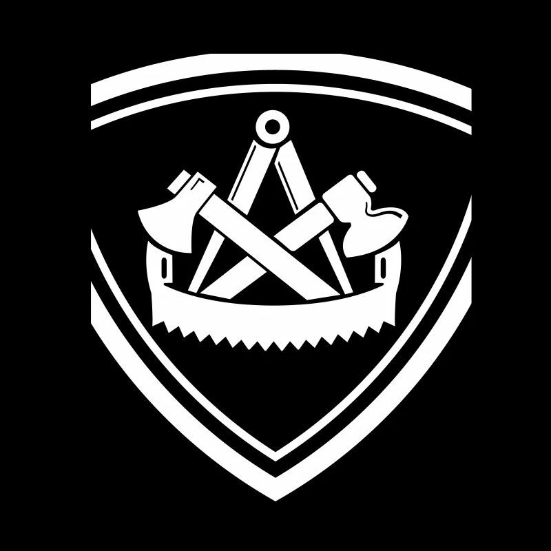 Emblem mit traditionellem Zunftzeichen Zimmermann