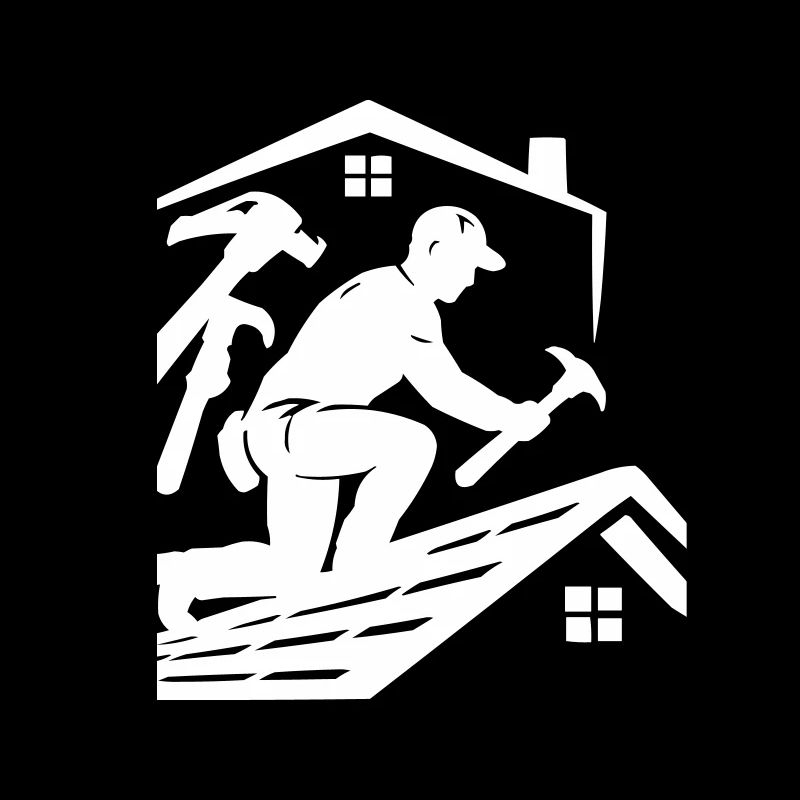 Dachdecker Silhouette am Dach