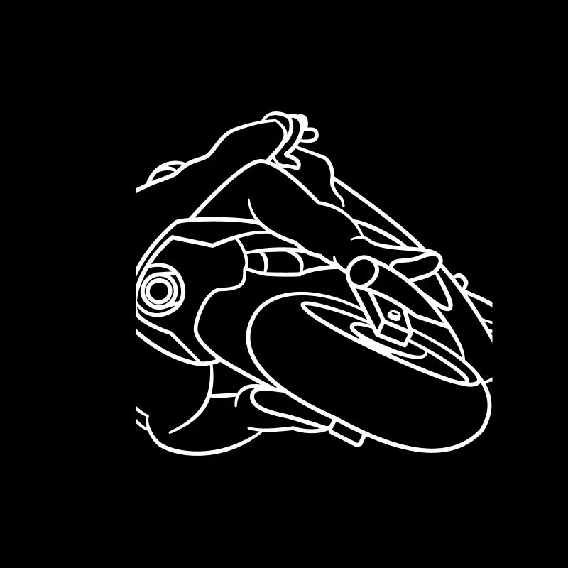 Moto de course en position inclinée - de derrière, lumineuse