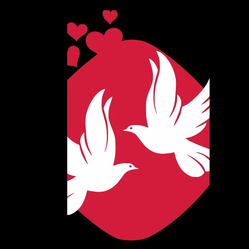 Taube der Liebe auf rotem Hintergrund