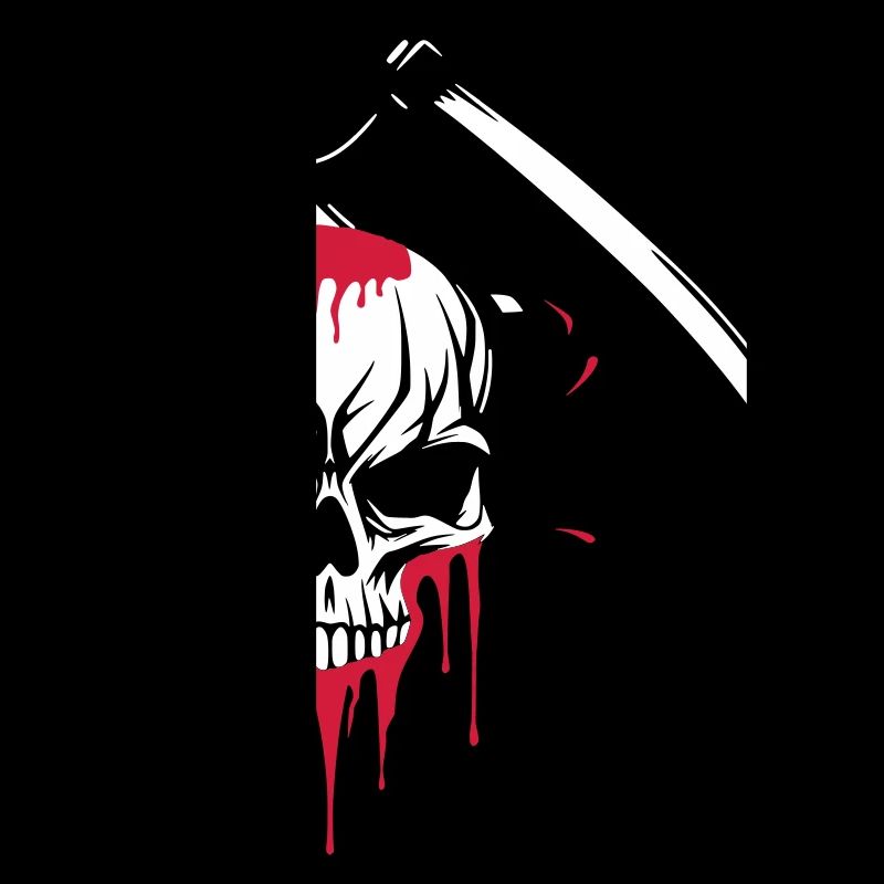 Blutiger Schädel von einer Axt gespalten