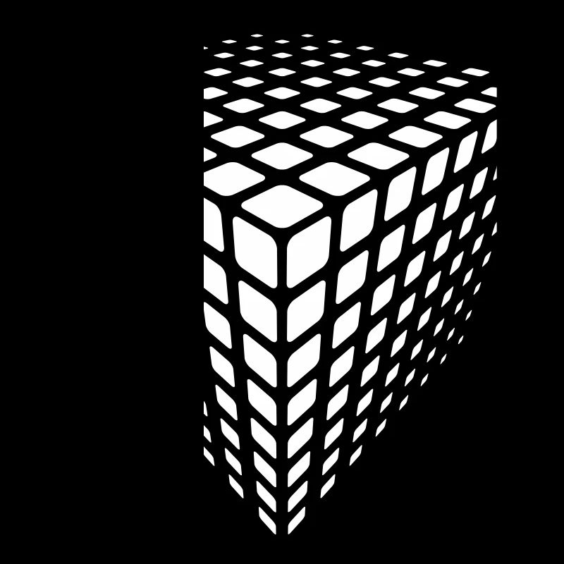 Monochrome Grid Cube Illusion