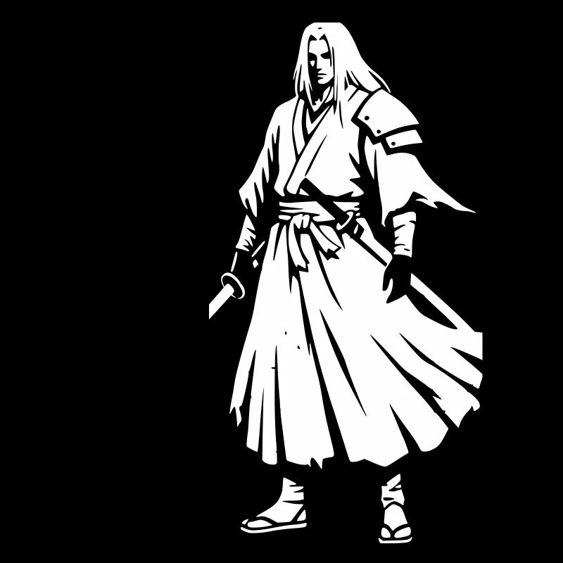 Anime Samurai Warrior Kimono Vector