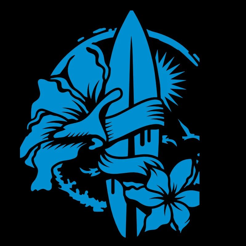 A surfboard with blossoms