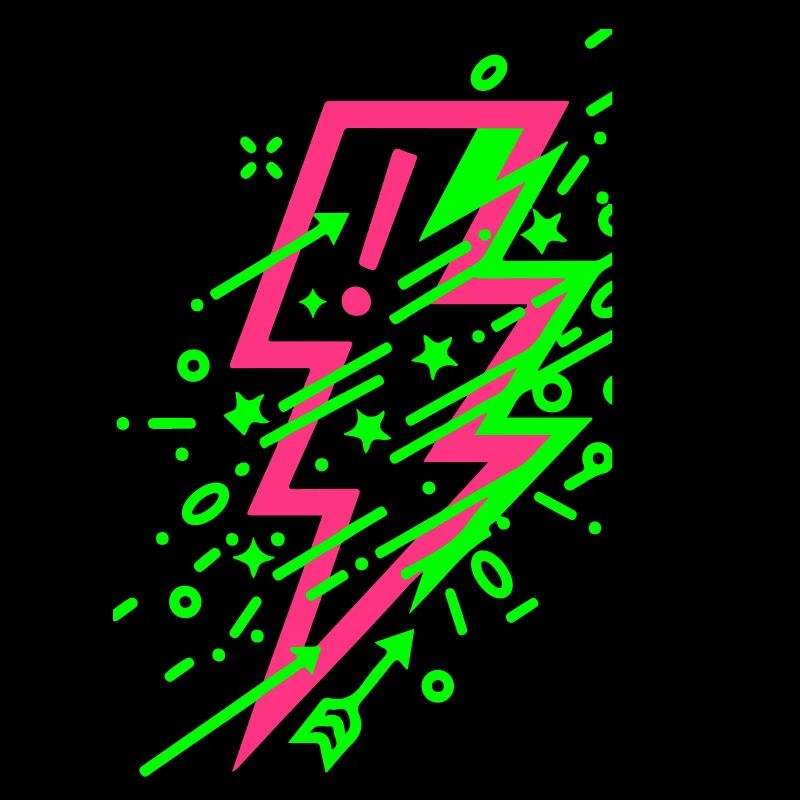 Vibrant cosmic lightning in neon