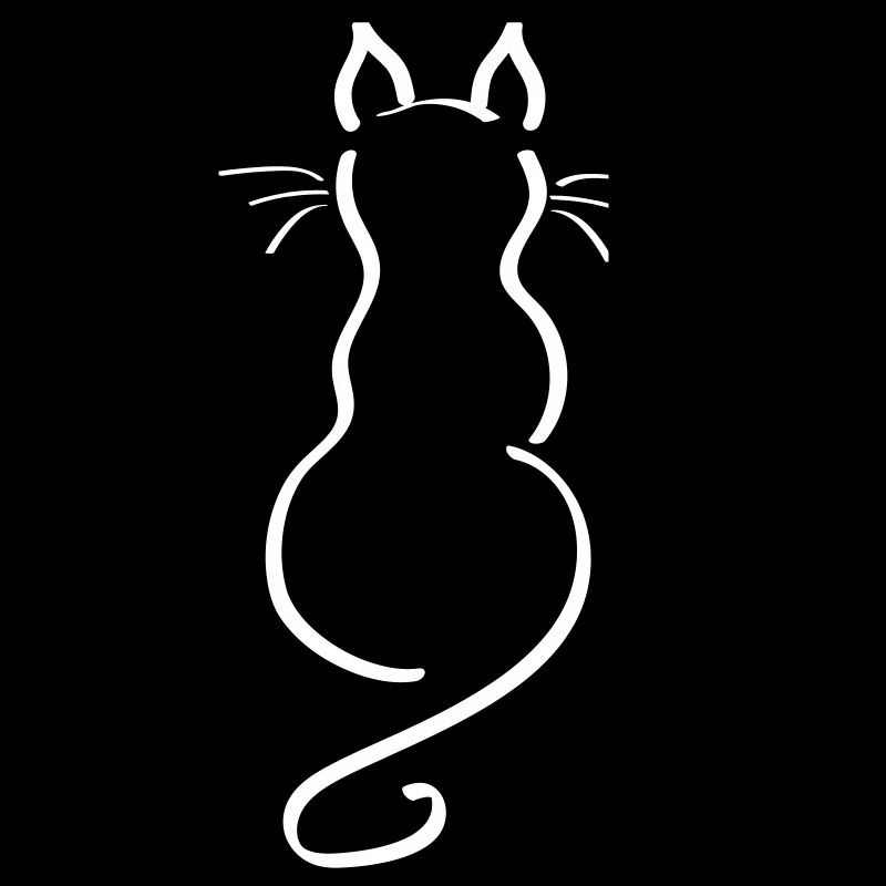 Cat Minimalist Line Back Plain
