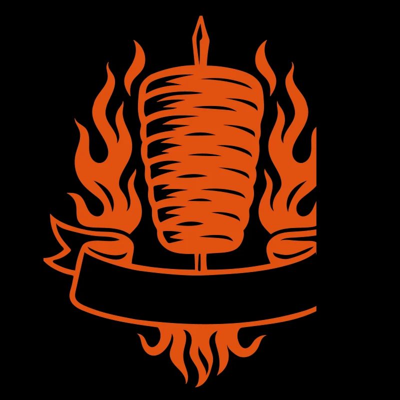 Fast Food Doner Kebab Skewer with Flames