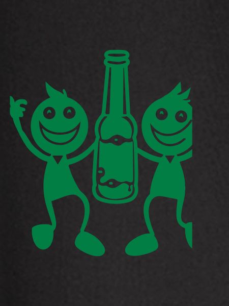 Green duo with beer bottle