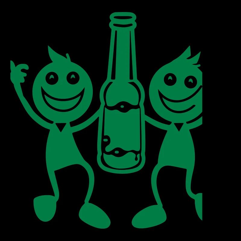 Grünes Duo mit Bierflasche