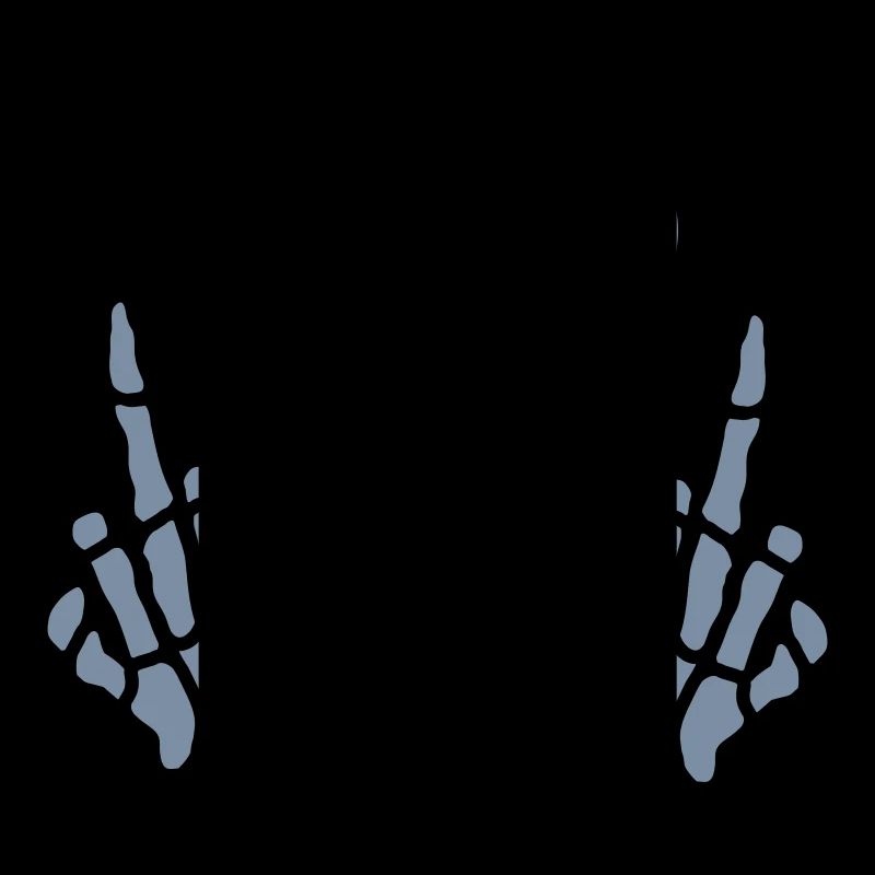 Middle fingers show evil skull