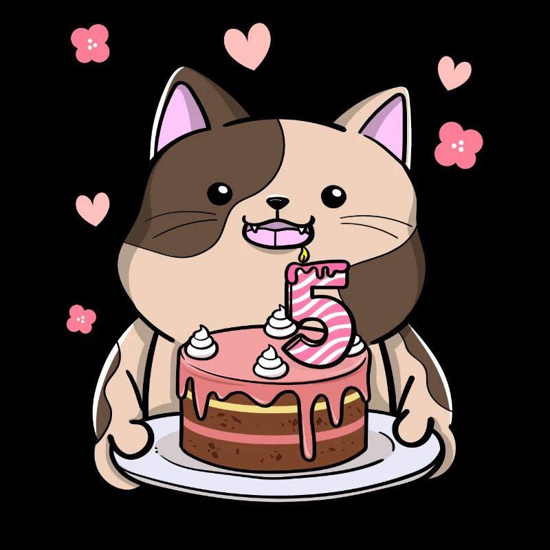 Chubby cat keeps a birthday cake 5.