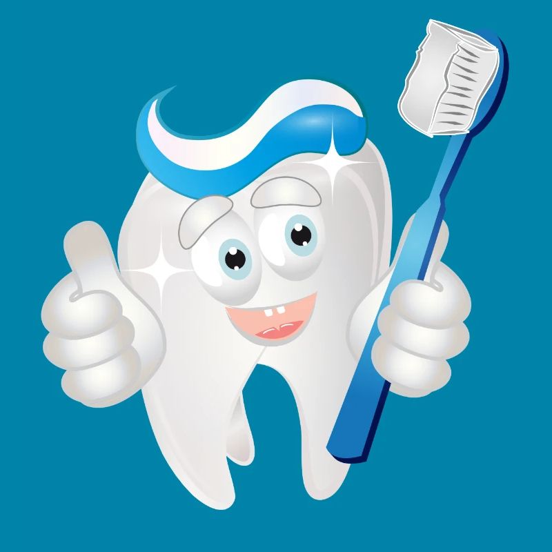 radiant white tooth with toothpaste as a comic